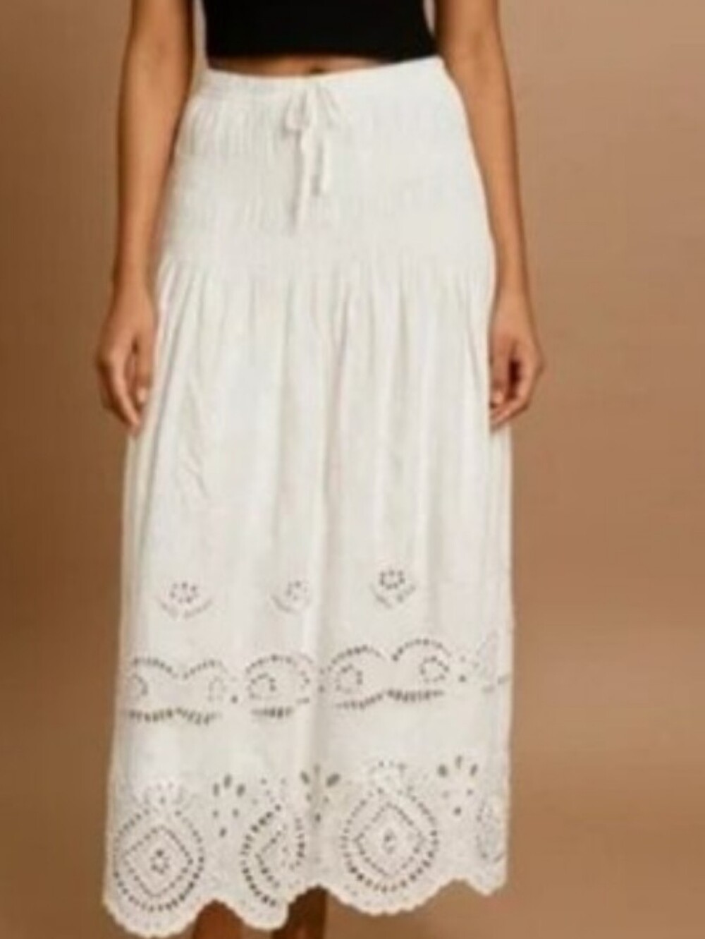 Future Collective Women  Embroidered Eyelet Drop Waist A-Line Skirt NWT Size XL